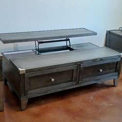 ASHLEY FURNITURE TODOE COFFE TABLE /TV STAND WITH 2 END TABLES 