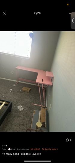 Pink L-Shaped Desk