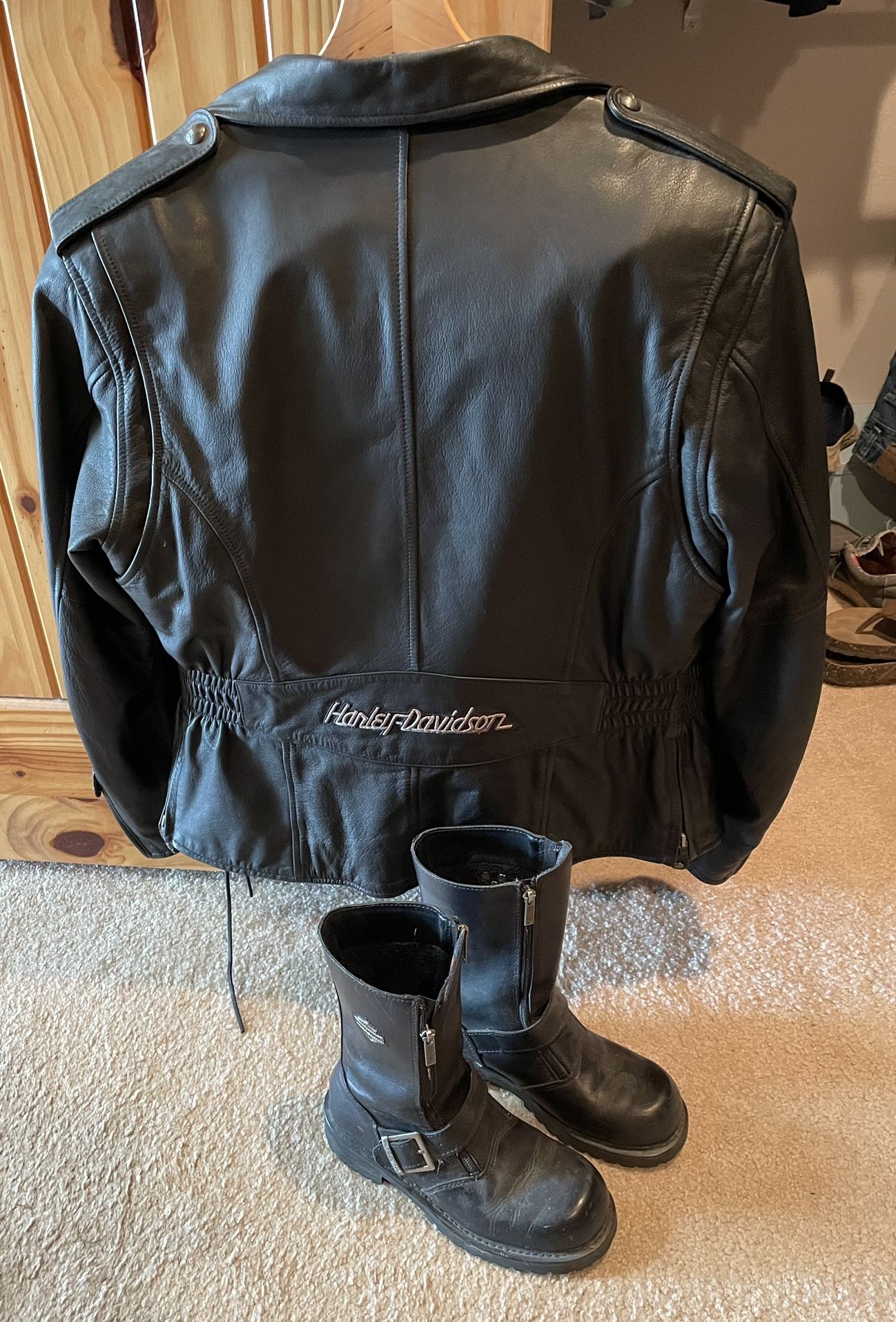 Women’s Harley Davidson Leather Jacket, Chaps, Boots
