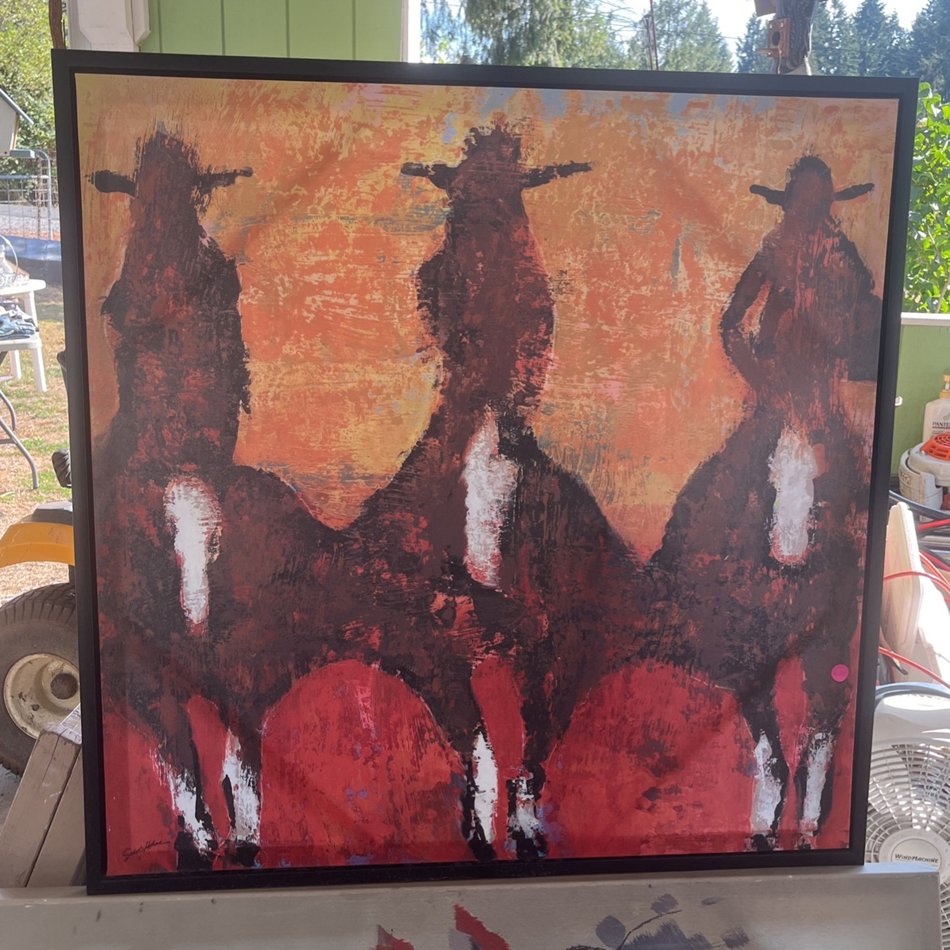 3 Cowgirl Sunset Canvas Painting
