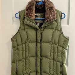 *EDDIE BAUER DOWN VEST W/FAUX FUR COLLAR!* 