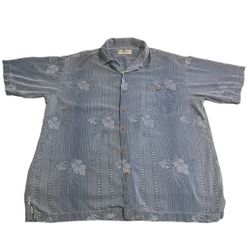 Island Shores Shirt Men XL Silk Floral Hawaiian Pocket Vacation Short Sleeve