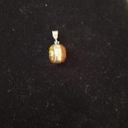 Sterling Silver Double Side Amber Charm 