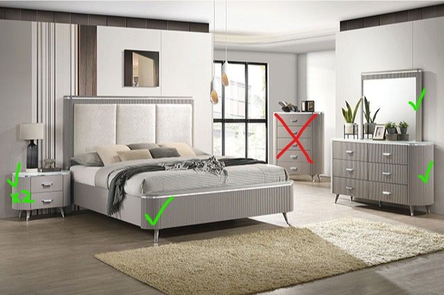 5pc Queen Bedroom Set (Bed, Dresser, Mirror, 2x Nightstands)