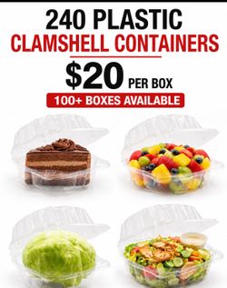 Bulk CLEAR CLAMSHELL FOOD CONTAINERS 10+ pallets available priced to sell fast Brand new vented clamshell food containers perfect for produce, dessert