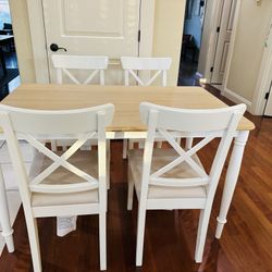 Ikea 2 Tone Dining Table and 4 Ingolf Upholstery Chairs