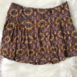Free People Mini Skirt Women's Size Small Sailor Buttons Pleated Lined Boho