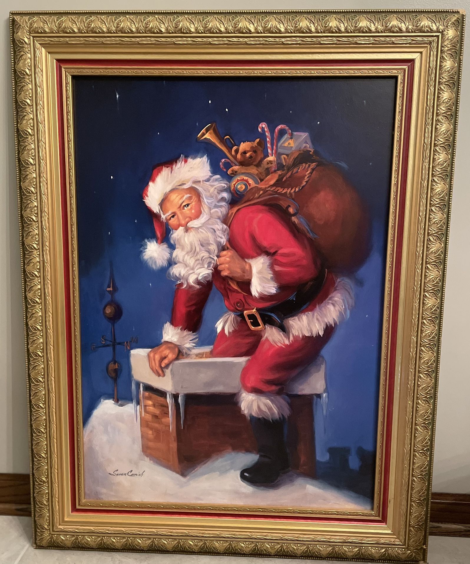 Santa Coming Down The Chimney Wall Picture