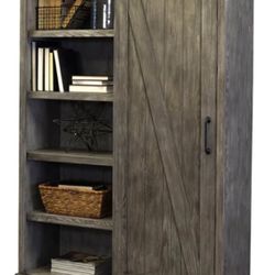 Martin Furniture Avondale Gray Wood Bookcase with Sliding Door