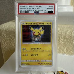 2018 POKEMON JAPANESE SM PROMO #195 PRETEND BOSS PIKACHU PSA 10