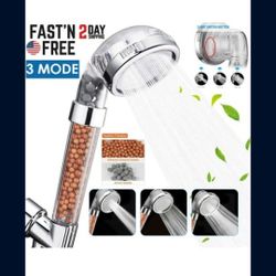 New Shower Head Cleans And Purifies Water With Natural Crystals 3 Modes. Nwt