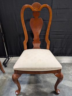 Traditional Carved Wood Dining Chair with Upholstered Seat