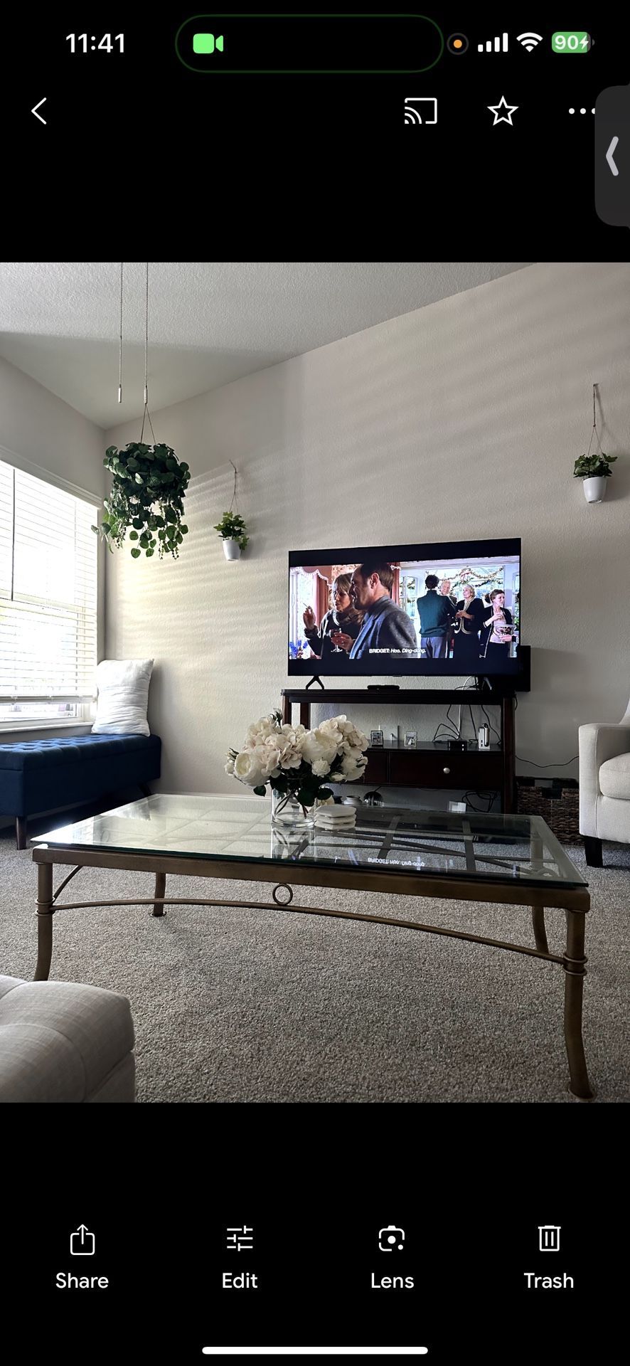 Gold Metal Glass Coffee Table