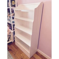 Solid Wood White Kids Bookcase with Toy Storage