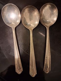 3 Pure Silver Plate ELMO Table Spoons
