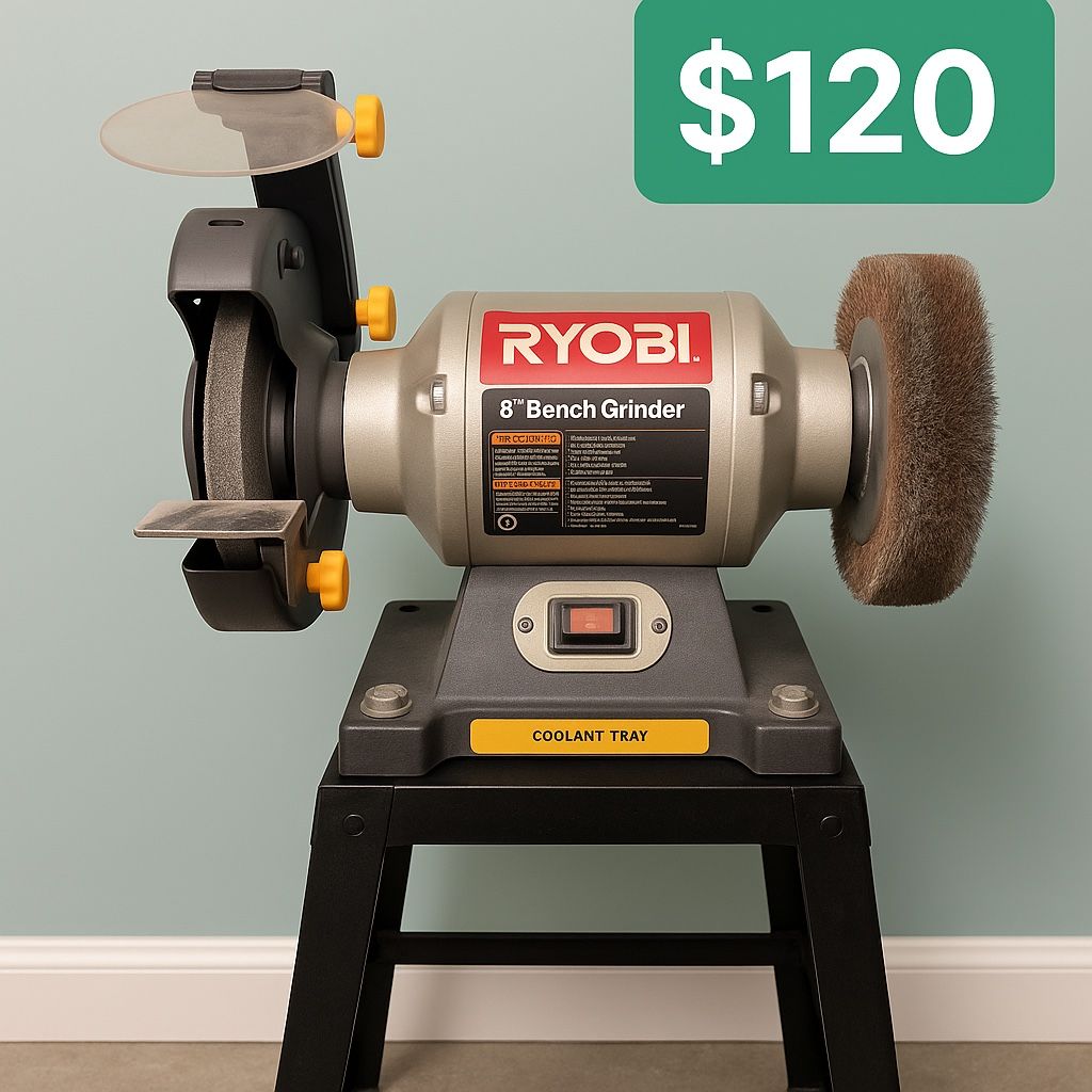Ryobi 8” Bench Grinder + Stand – Works Great