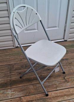 GreyPlastic Folding Chair with Metal Frame