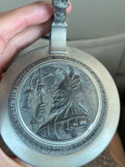 Vintage Pewter Beer Stein with Figural Lid