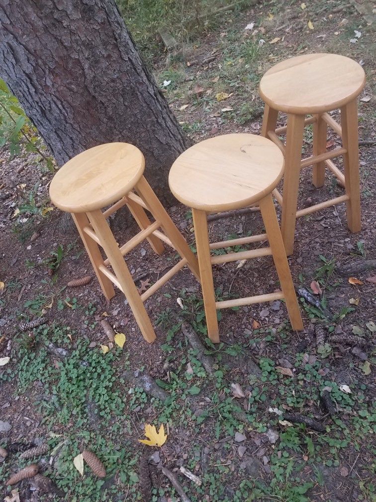 Three Wooden 4 Legs Heavy Duty Stool