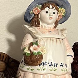 Vintage Little Girl Ceramic Cookie Jar