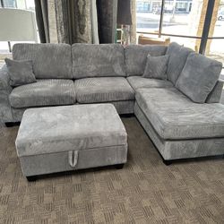Grey Storage Ottoman New Sectional 