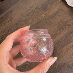 Pink Glass Jars Or Candle Holders 