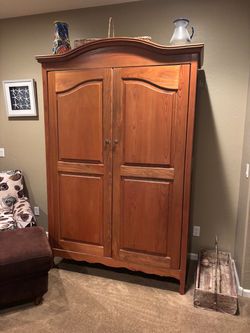 Large Solid Wood Armoire Wardrobe Cabinet
