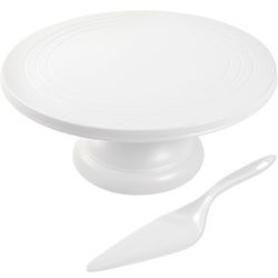 Bamboo Fiber Cake Stand 12 Inch with Cake Spatula, Black