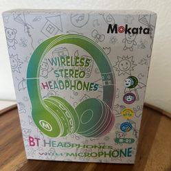 Mokata Kids Headphone Bluetooth Wireless Over Ear Foldable Stereo B01 White