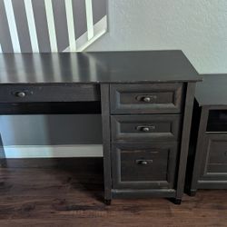 Solid Wood Desk w/Printer/Filing Cabinet 