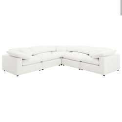 Boucle Modular Sectional Sofa In Ivory White - Free Delivery ✅ Modern Boucle Sofa 5pc Set 