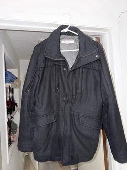 Kenneth Cole Men's Dark Gray Wool Coat