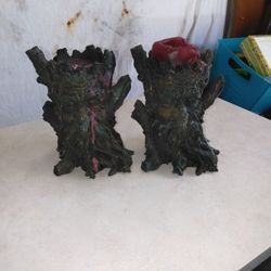 2 Candle Holder. With Faces