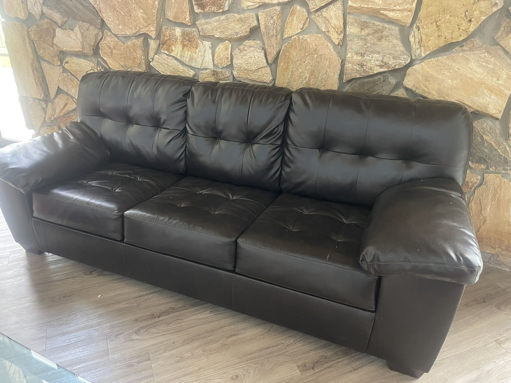 Pull Out Brown Leather Couch