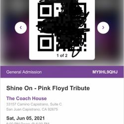 2 Pink Floyd Tribute Tickets