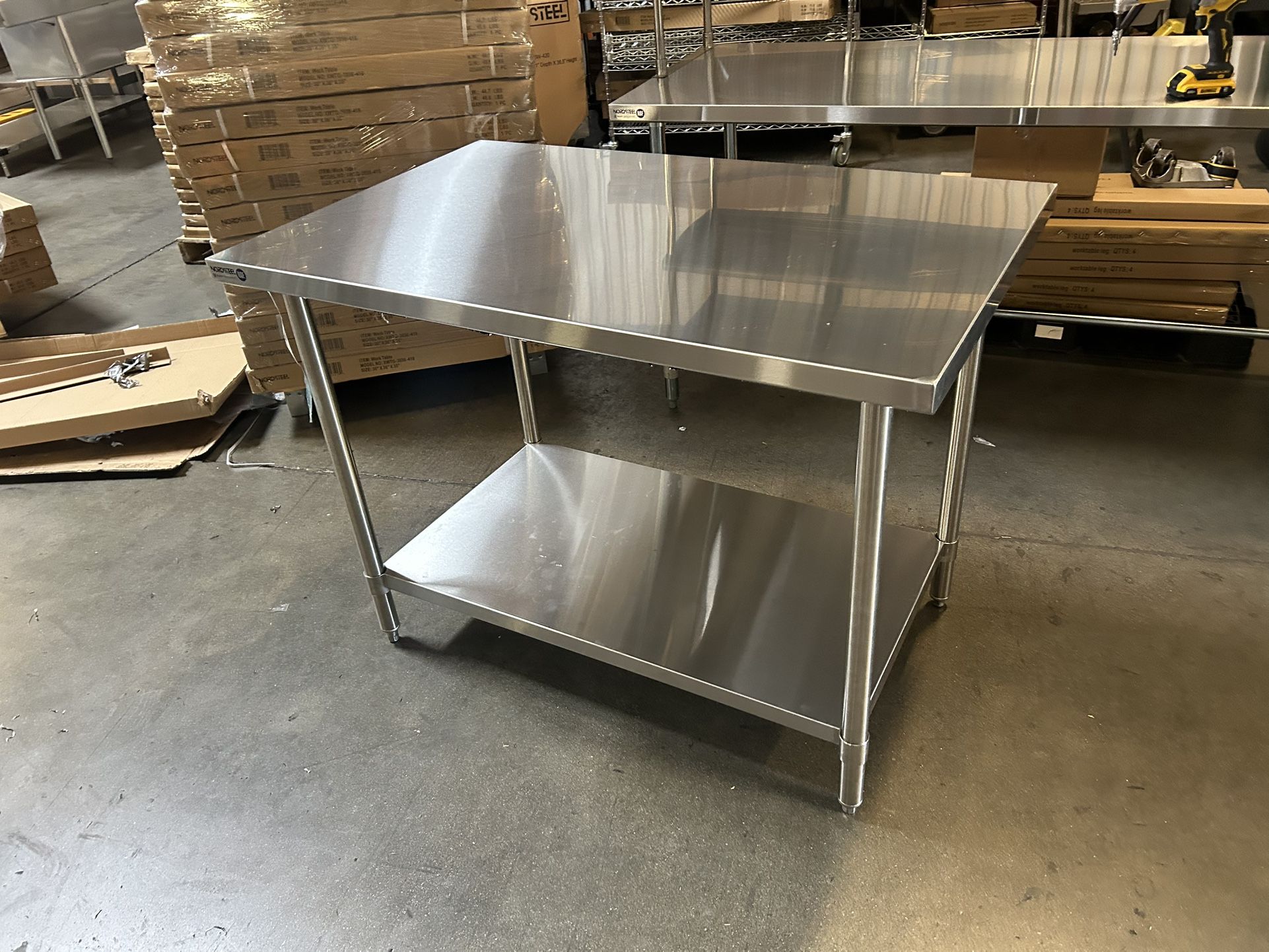 Stainless Steel New Work Table Prep Tables NSF NORDSTEEL 