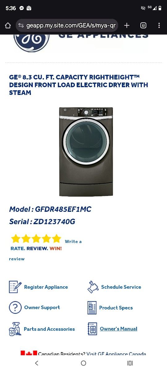 GE Electric Dryer 