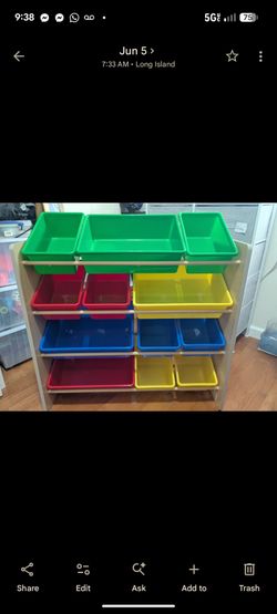 Children's Toy Storage Organizer Rack with 12 Removable Plastic Bins –Like New 
 Condition