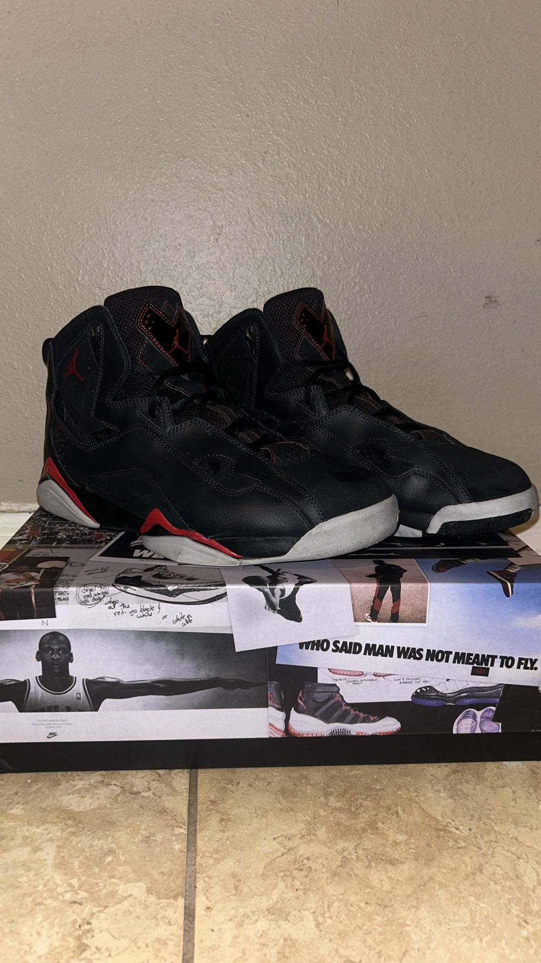 Air Jordan True Flight 'Black Red Grey' Size 12 $120