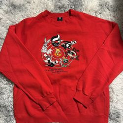 Warner Bros! The Famous Studio Store WARNER BROS CLASSIC Cartoon Big Logo Sweatshirt Red Colour