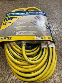 Voltec 100-foot 12-gauge heavy-duty outdoor locking extension cord