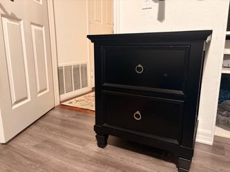 Black two drawer nightstand