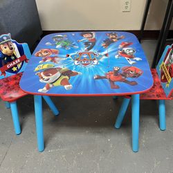 New PAW Patrol Wood Kids Storage Table and Chairs Set