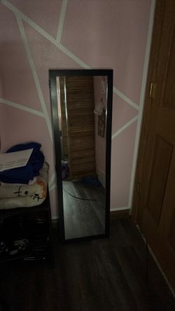 Black long mirror with storage