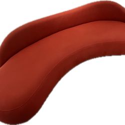 8-Foot Custom Red Curved Couch