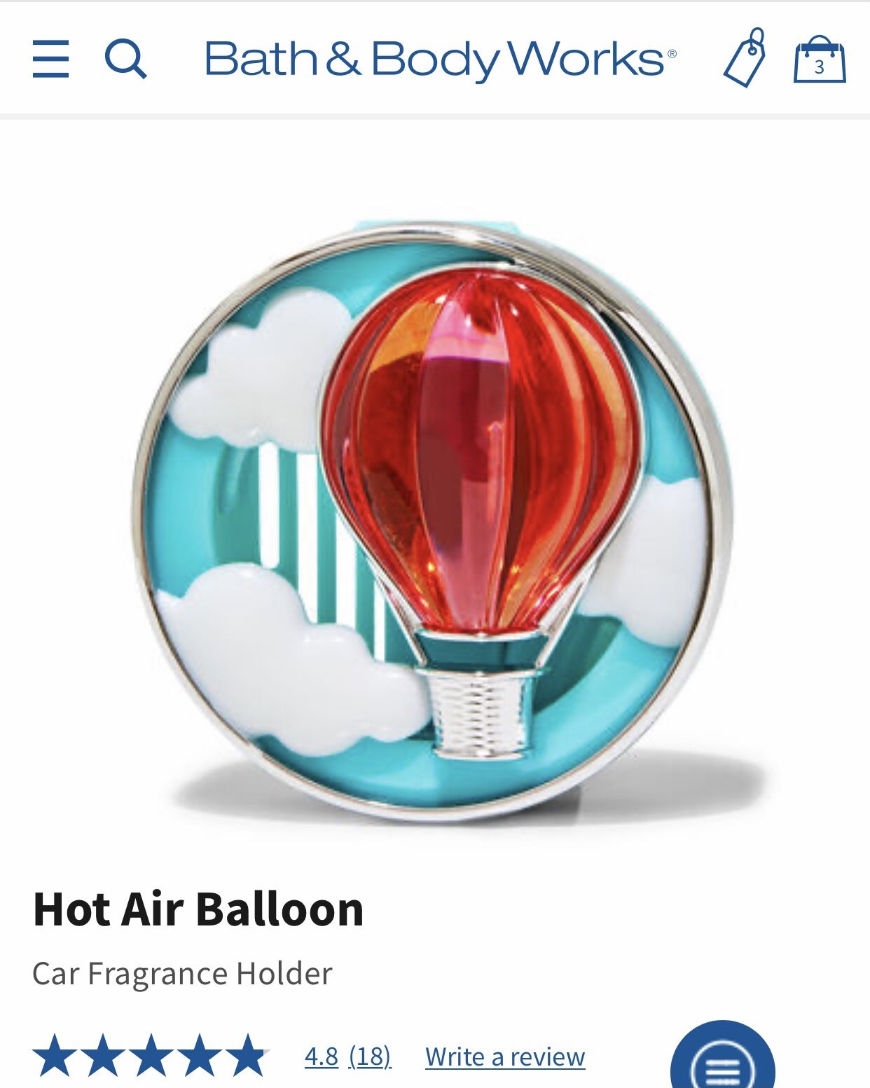 New! BATH & BODY WORKS ✨🎈☁️HOT AIR BALLOON🎈☁️✨Visor & Vent Clip Car Fragrance Holder