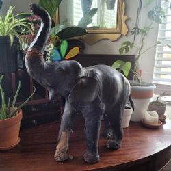 antique stuffed elephant.