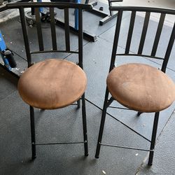 Mainstays Indoor Metal Folding Stool with Slat Back and Microfiber Seat