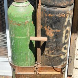 Set of welding tanks and heavy duty rolling cart