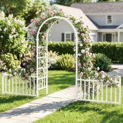 Garden PVC Arbor with Fences in White